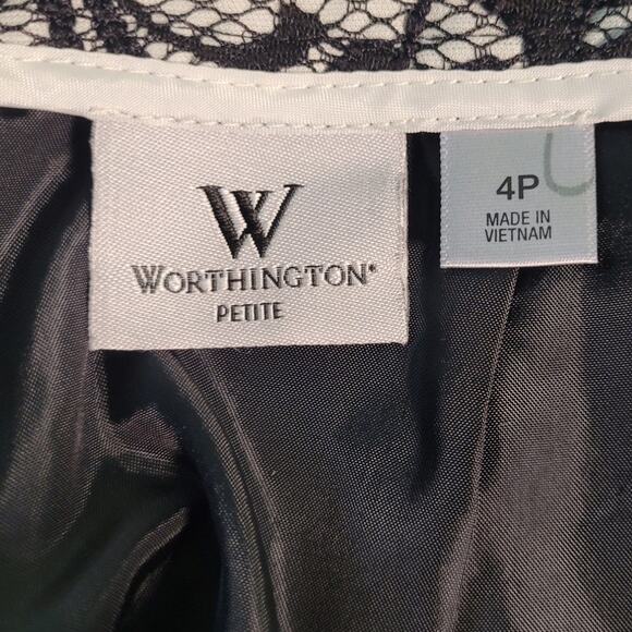 WORTHINGTON Black Lace Pencil Skirt Sz 4P Petite Lined Floral Overlay Quietlux - Picture 5 of 10